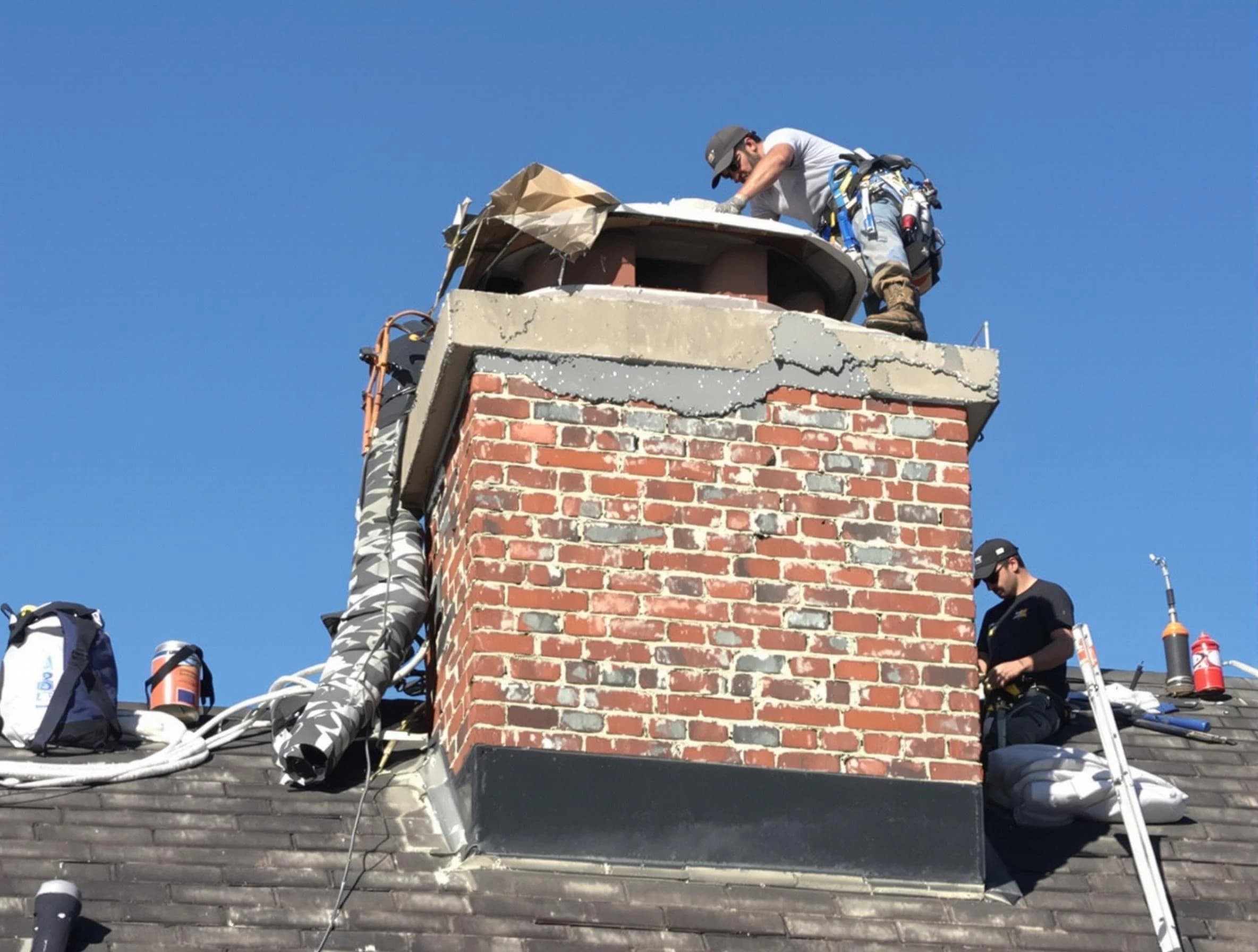 Highland Chimney Sweep installing a custom chimney crown in Highland, UT