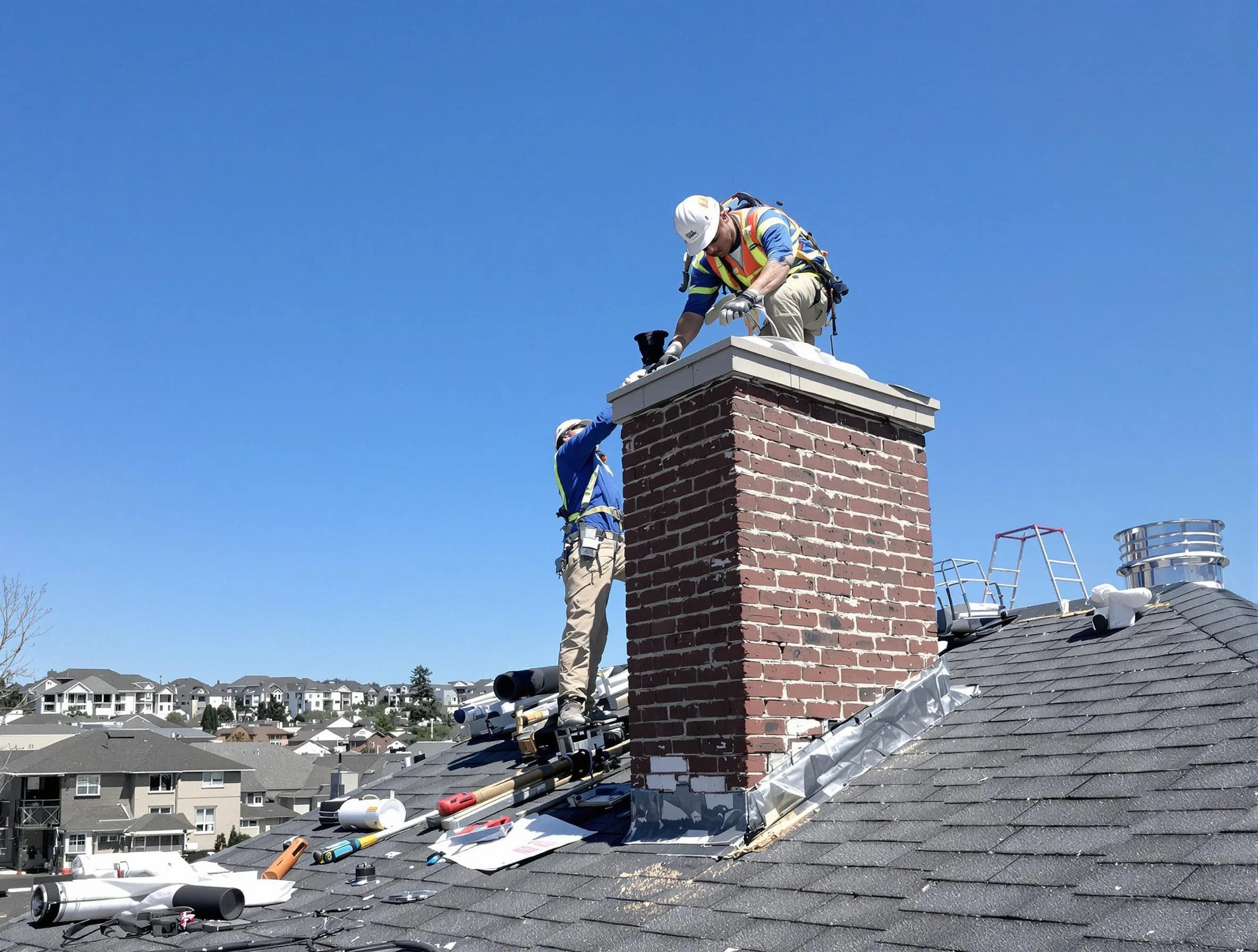 Highland Chimney Sweep repairing a chimney crown in Highland, UT