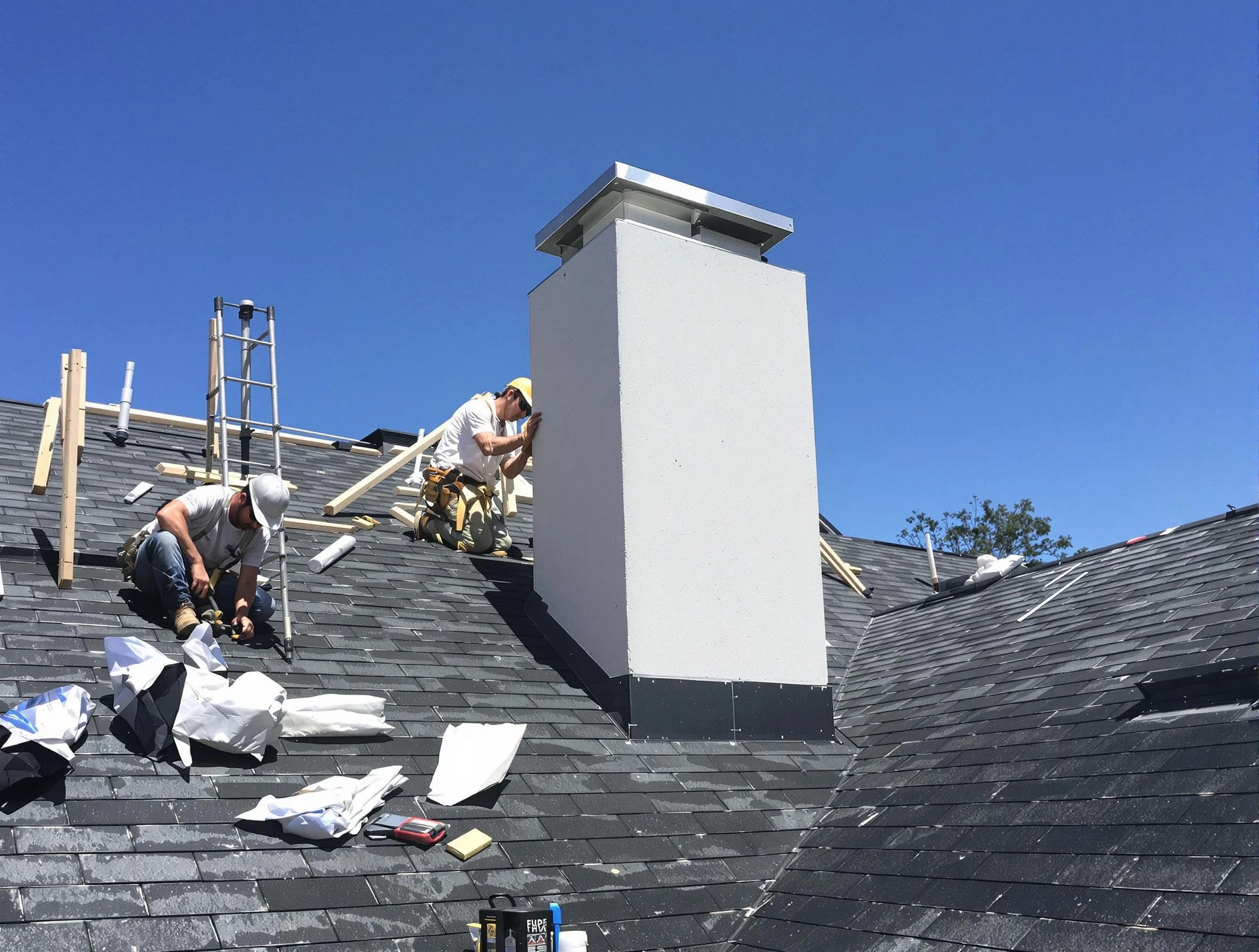 Highland Chimney Sweep crew installing a new chimney in Highland, UT