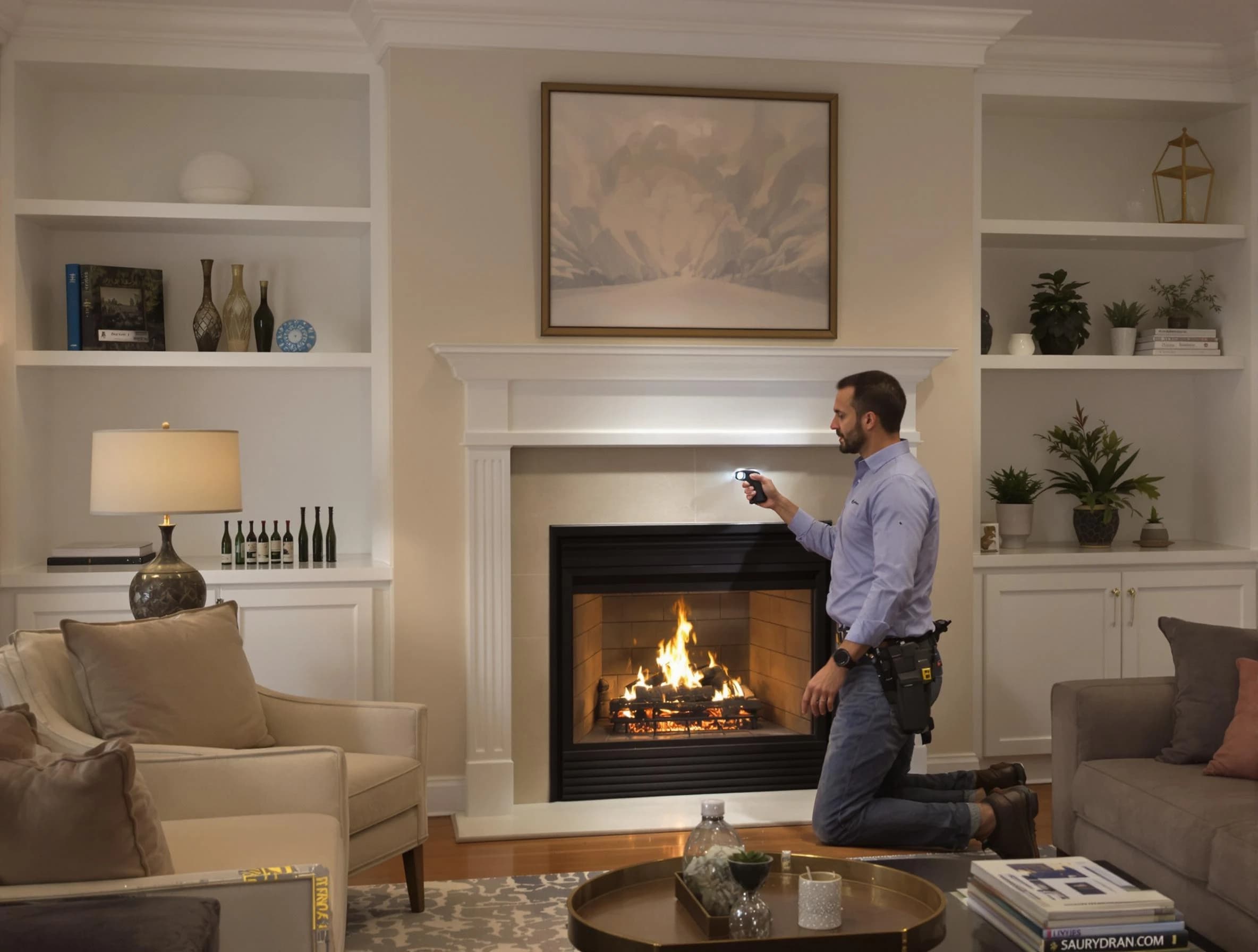 Highland Chimney Sweep conducting a fireplace safety inspection in Highland, UT