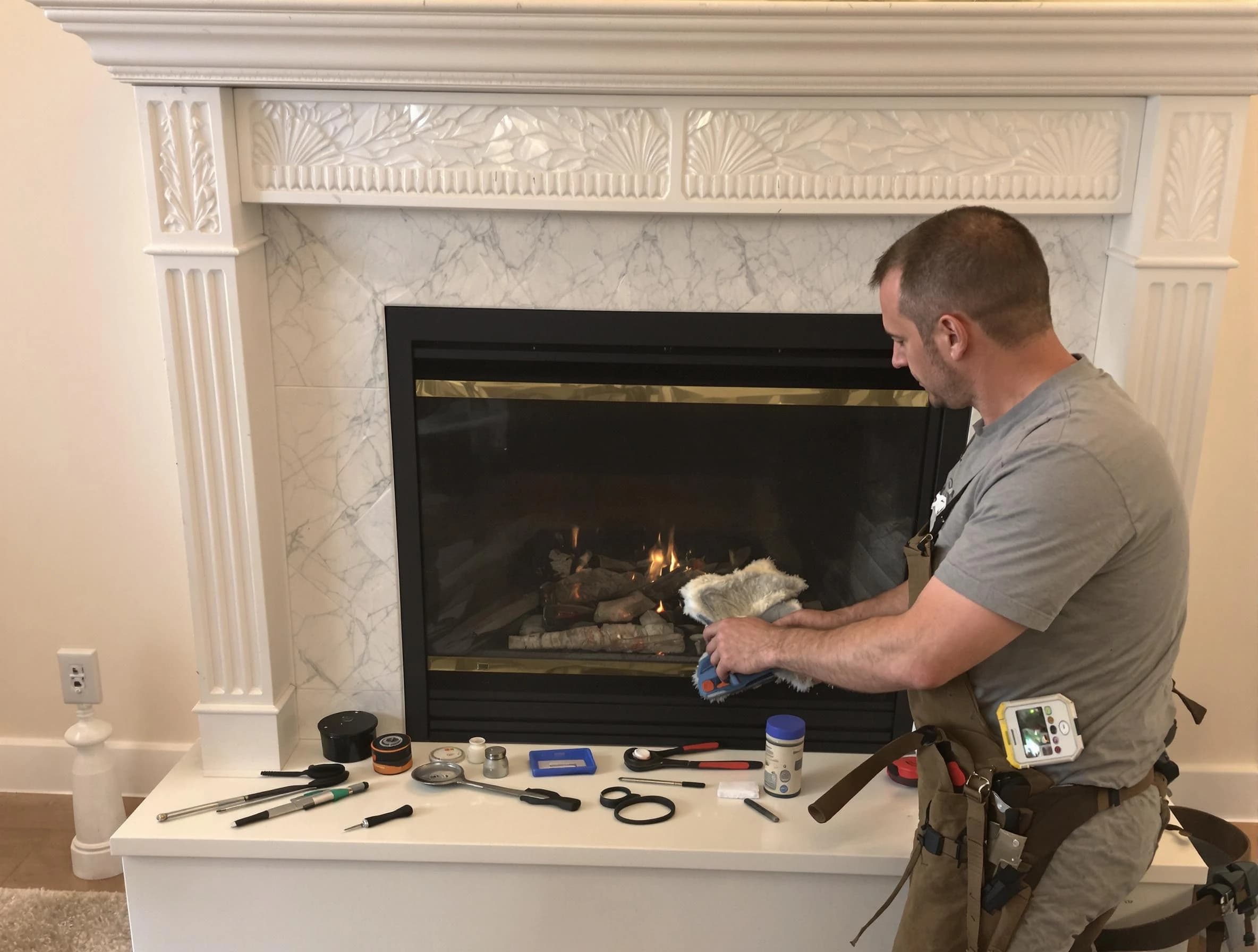 Highland Chimney Sweep performing fireplace maintenance in Highland, UT